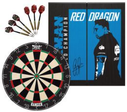Shot Ranger Dartboard + Red Dragon Gerwyn Price Iceman Cabinet + FREE Darts