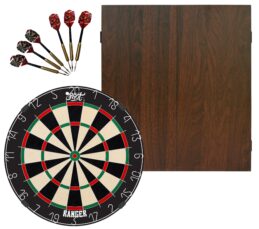 Shot Ranger Dartboard + Formula Walnut Cabinet + FREE Darts