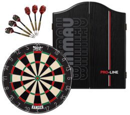 Shot Ranger Dartboard + Winmau Pro-Line Cabinet + FREE Darts