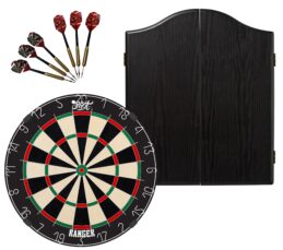 Shot Ranger Dartboard + Red Dragon RD Deluxe Black Classic Cabinet + FREE Darts
