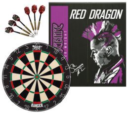 Shot Ranger Dartboard + Red Dragon Peter Wright Snakebite Cabinet + FREE Darts