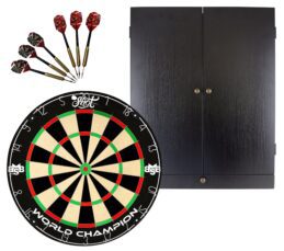 Shot Michael Smith Dartboard + Tex Darts Storage Drawer Cabinet + FREE Darts