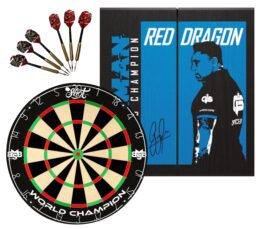 Shot Michael Smith Dartboard + Red Dragon Gerwyn Price Iceman Cabinet + FREE Darts