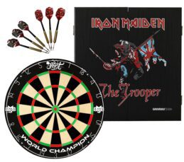 Shot Michael Smith Dartboard + Iron Maiden The Trooper Cabinet + FREE Darts