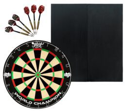 Shot Michael Smith Dartboard + Formula Black Ash Cabinet + FREE Darts