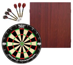 Shot Michael Smith Dartboard + Formula Mahogany Cabinet + FREE Darts