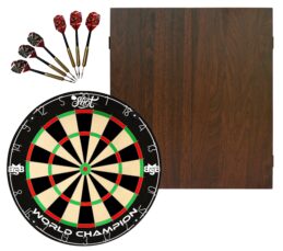 Shot Michael Smith Dartboard + Formula Walnut Cabinet + FREE Darts