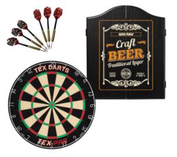 TEX Pro Dartboard + Craft Beer Cabinet + FREE Darts