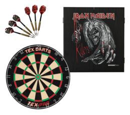 TEX Pro Dartboard + Iron Maiden Killers Cabinet + FREE Darts
