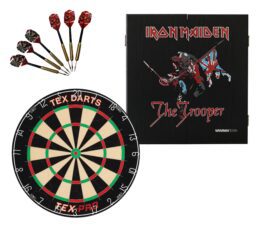 TEX Pro Dartboard + Iron Maiden The Trooper Cabinet + FREE Darts
