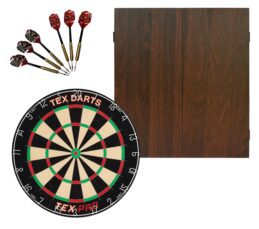 TEX Pro Dartboard + Formula Walnut Cabinet + FREE Darts