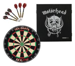 TEX Pro Dartboard + Motorhead War Pig Cabinet + FREE Darts
