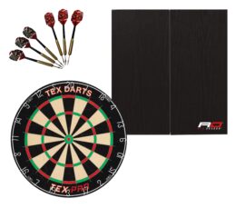 TEX Pro Dartboard + Red Dragon RD Deluxe Black Classic Cabinet + FREE Darts