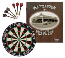 TEX Titan Dartboard + Battlers Bar Holden Cabinet + FREE Darts