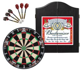 TEX Titan Dartboard + Budweiser Cabinet + FREE Darts