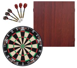 TEX Titan Dartboard + Formula Mahogany Cabinet + FREE Darts