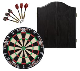 TEX Titan Dartboard + Red Dragon RD Deluxe Black Classic Cabinet + FREE Darts