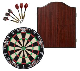 TEX Titan Dartboard + Winmau Rosewood Cabinet + FREE Darts