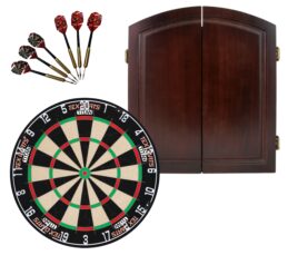 TEX Titan Dartboard + Handmade Timber Cherry Cabinet + FREE Darts