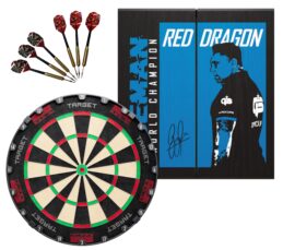 Target TOR Dartboard + Red Dragon Gerwyn Price Iceman Cabinet + FREE Darts