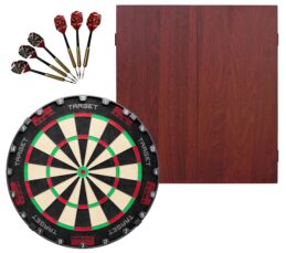 Target TOR Dartboard + Formula Mahogany Cabinet + FREE Darts