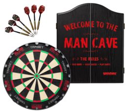 Target TOR Dartboard + Winmau Man Cave Cabinet + FREE Darts