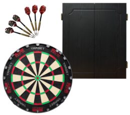 Target TOR Dartboard + Shot Quantum Oversize Cabinet + FREE Darts