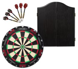 Target TOR Dartboard + Red Dragon RD Deluxe Black Classic Cabinet + FREE Darts