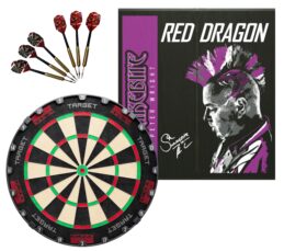 Target TOR Dartboard + Red Dragon Peter Wright Snakebite Cabinet + FREE Darts