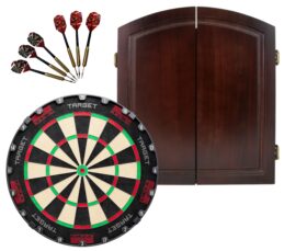 Target TOR Dartboard + Handmade Timber Cherry Cabinet + FREE Darts