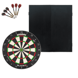 Winmau Blade X Dartboard + Formula Black Ash Cabinet + FREE Darts