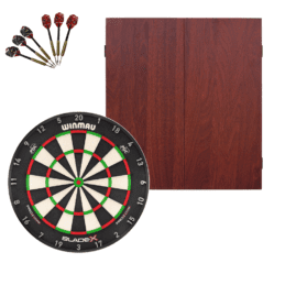 Winmau Blade X Dartboard + Formula Mahogany Cabinet + FREE Darts