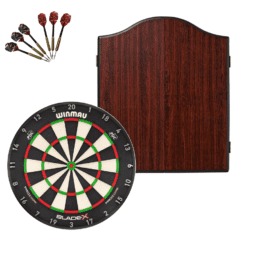 Winmau Blade X Dartboard + Winmau Rosewood Cabinet + FREE Darts