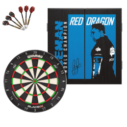 Winmau Blade X Dartboard + Red Dragon Gerwyn Price Cabinet + FREE Darts