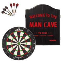 Winmau Blade X Dartboard + Winmau Man Cave Cabinet + FREE Darts