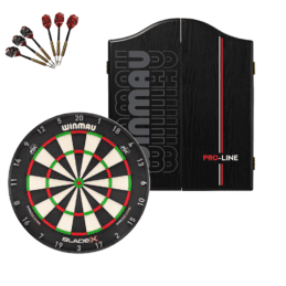 Winmau Blade X Dartboard + Winmau Pro-Line Cabinet + FREE Darts