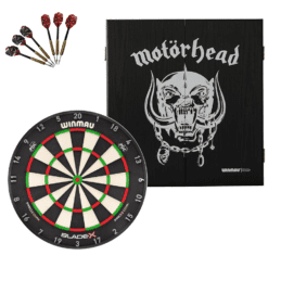 Winmau Blade X Dartboard + Motorhead War Pig Cabinet + FREE Darts