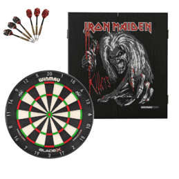 Winmau Blade X Dartboard + Iron Maiden Killers Cabinet + FREE Darts