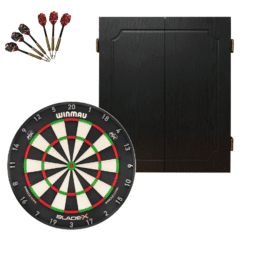 Winmau Blade X Dartboard + Shot Quantum Oversize Cabinet + FREE Darts