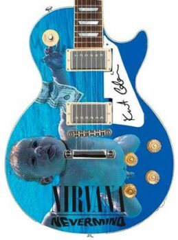 Nirvana Nevermind miniature guitar Miniature Guitar Display – Music Memorabilia Display