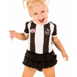 Collingwood Magpies AFL Girls Footysuit Baby Outfit Official Supporter Onesie
