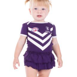 Fremantle Dockers AFL Girls Footysuit Baby Outfit Official Supporter Onesie