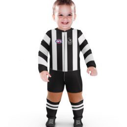 Collingwood Magpies AFL Original Footysuit Baby Jumpsuit Official Supporter Onesie