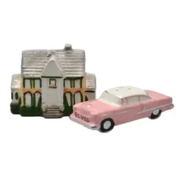 Elvis Presley Salt & Pepper Shakers - Graceland/Caddy Collectible Gift Item