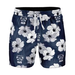 Geelong Cats AFL Aloha Hawaiian Volley Swim Shorts Mens Official Ashtabula