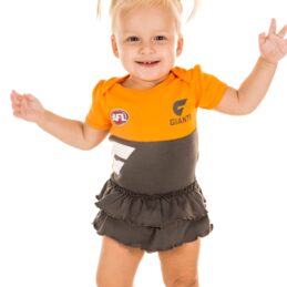 GWS Giants AFL Girls Footysuit Baby Outfit Official Supporter Onesie