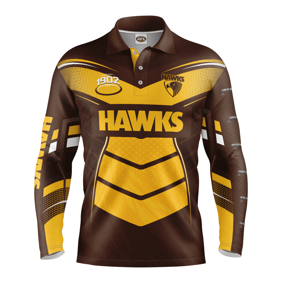 Hawthorn Hawks AFL Cyber Fishing Shirt UPF 50+ - Youth & Adult Sizes 1 Hawthorn Hawks AFL Cyber Fishing Shirt UPF 50+ - Youth & Adult Sizes