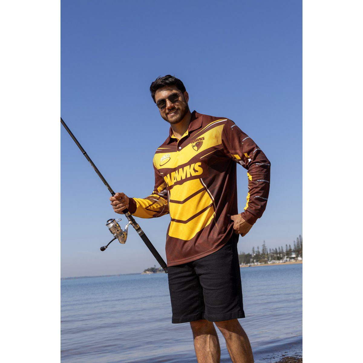 Hawthorn Hawks AFL Cyber Fishing Shirt UPF 50+ - Youth & Adult Sizes 9 Hawthorn Hawks AFL Cyber Fishing Shirt UPF 50+ - Youth & Adult Sizes - Image 9