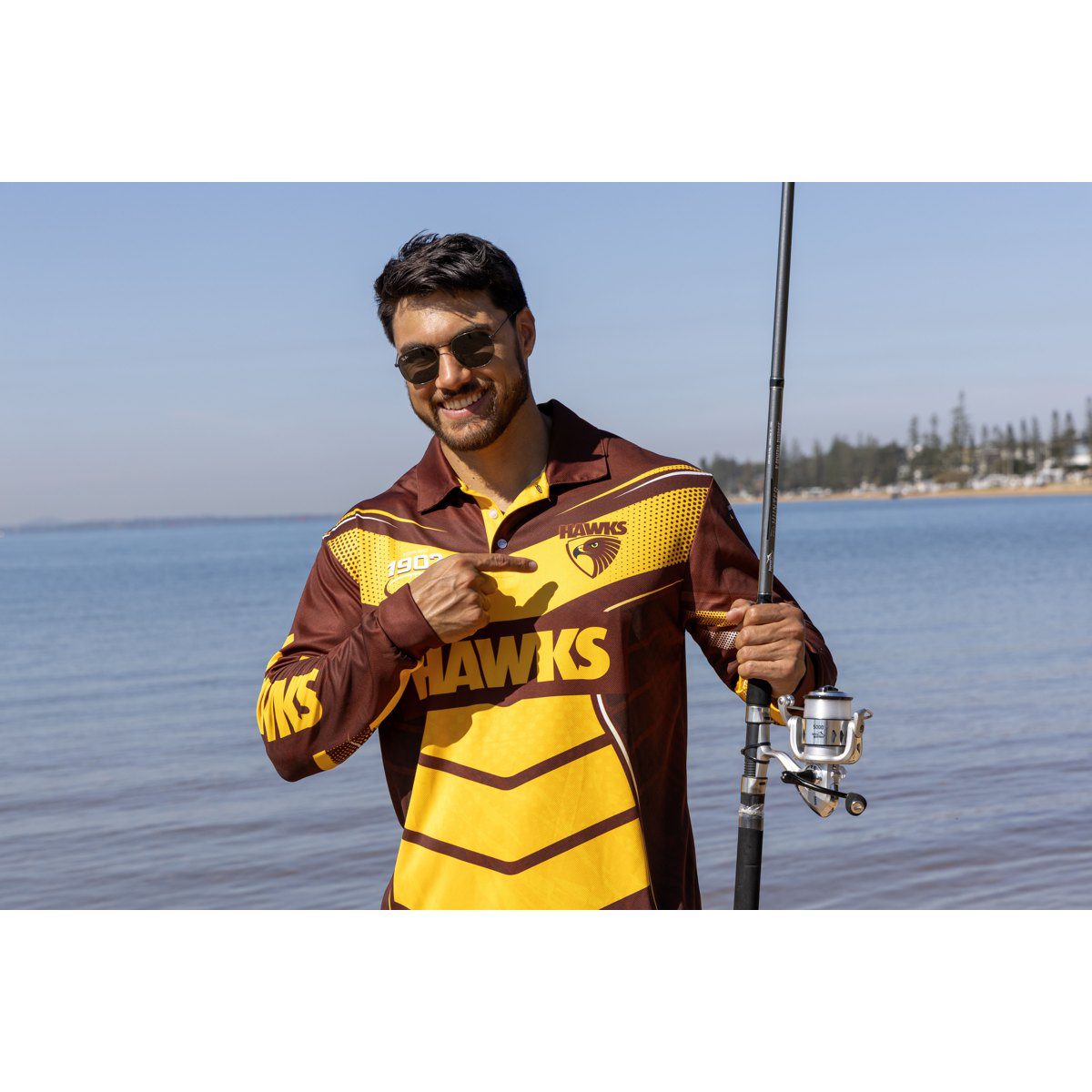 Hawthorn Hawks AFL Cyber Fishing Shirt UPF 50+ - Youth & Adult Sizes 10 Hawthorn Hawks AFL Cyber Fishing Shirt UPF 50+ - Youth & Adult Sizes - Image 10