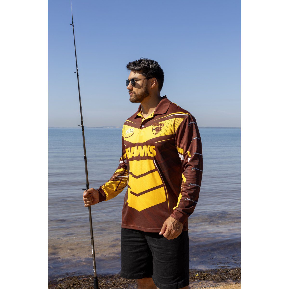 Hawthorn Hawks AFL Cyber Fishing Shirt UPF 50+ - Youth & Adult Sizes 11 Hawthorn Hawks AFL Cyber Fishing Shirt UPF 50+ - Youth & Adult Sizes - Image 11